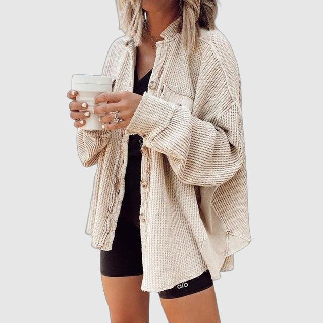 Women's Casual Cardigan with Front Patch Pockets