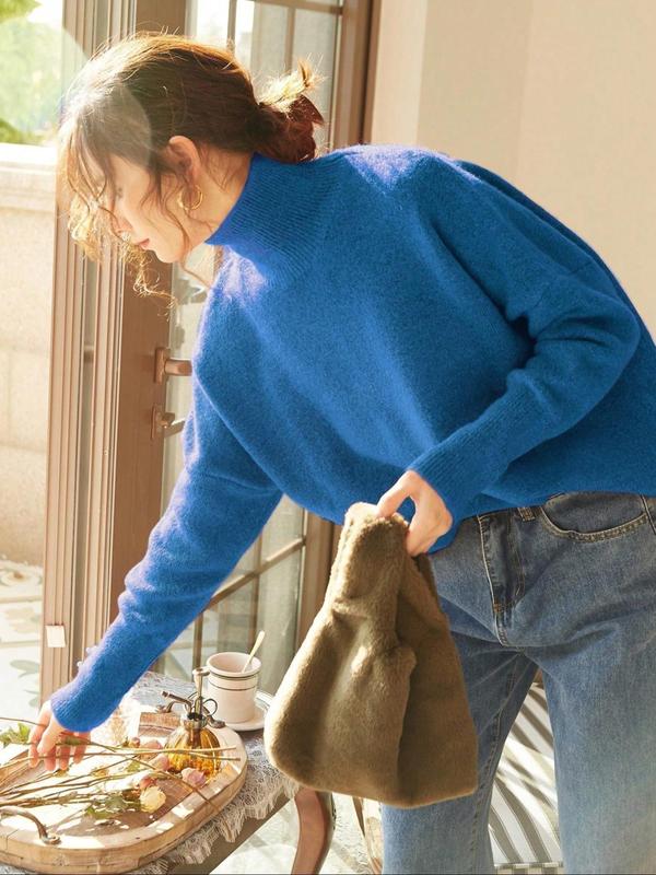 Women's High-Neck Loose-Knit Pullover Sweater