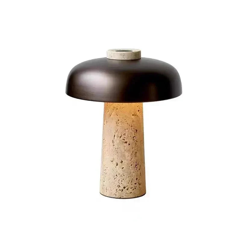 Stylish Table Lamp Made from Elegant Natural Travertine