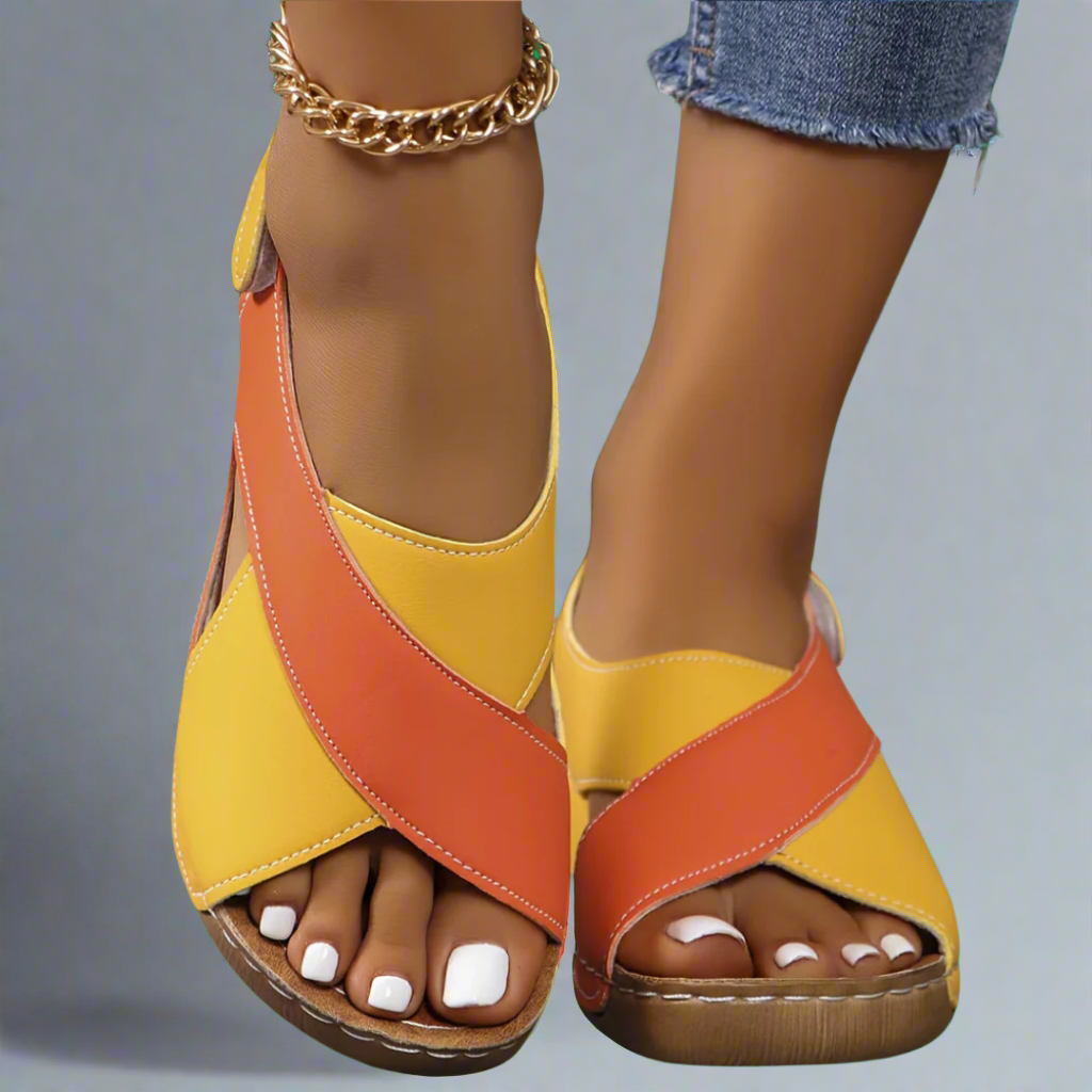Colorblock Slingback Sandals - Bold, Vibrant Summer Style