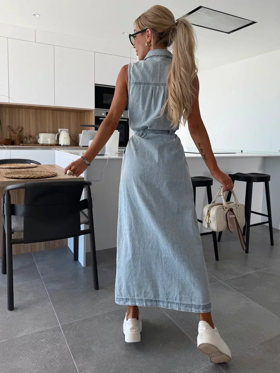 Hanna | Elegant Sleeveless Long Denim Dress