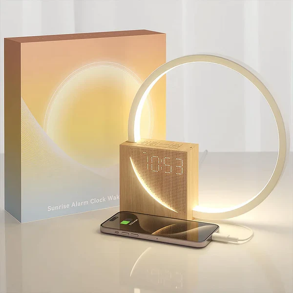 Touch-sensitive bedside alarm clock with integrated light function