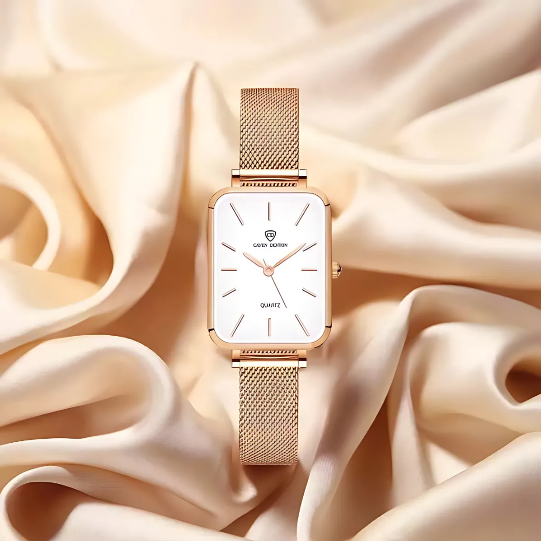 Minimalist Quartz Watch with Elegant Mesh Strap