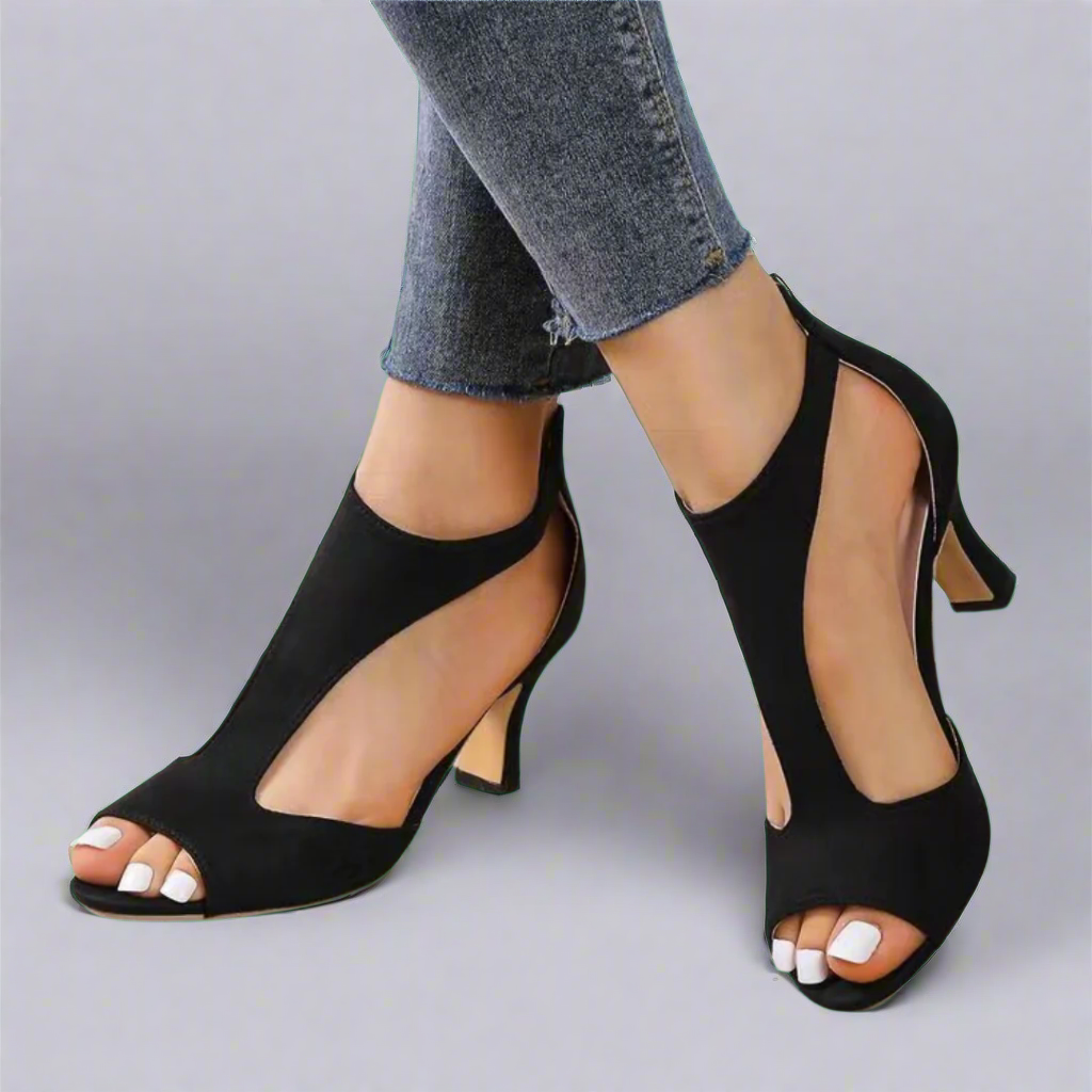 Sleek Cutout Peep-Toe Heels