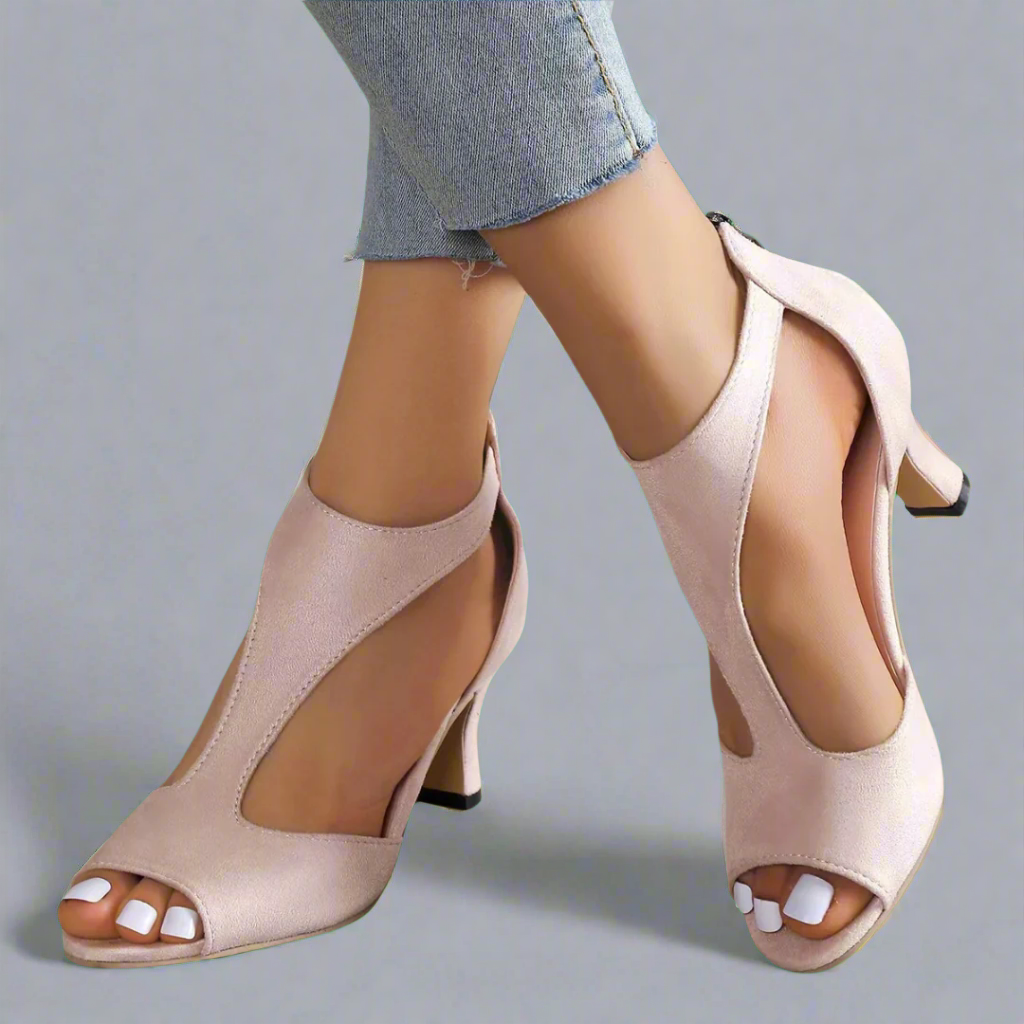 Sleek Cutout Peep-Toe Heels