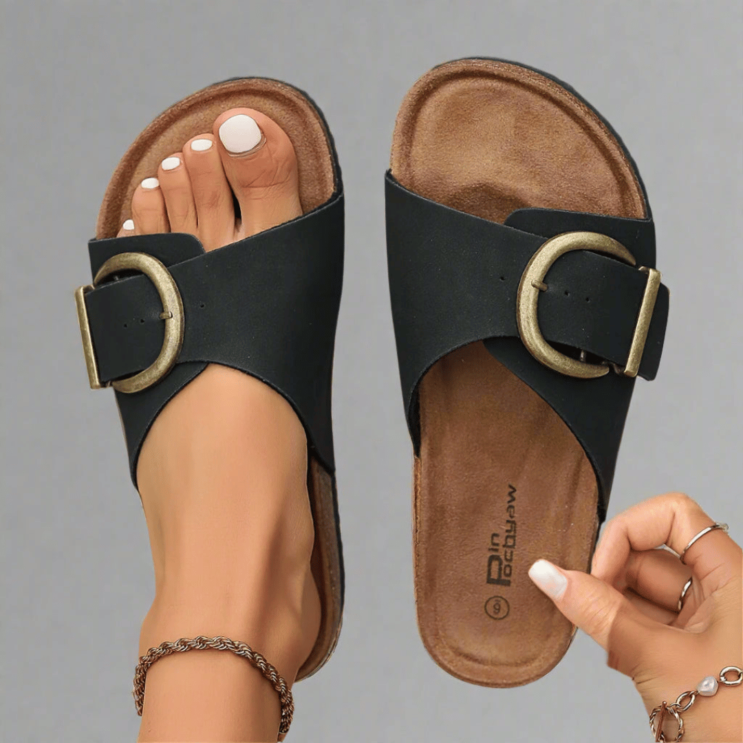 Buckle Strap Slide Sandals