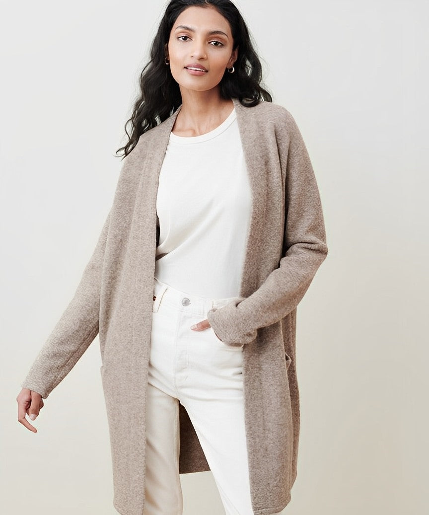 Women's Minimalist Open-Front Cardigan - Sleek, Everyday Layer