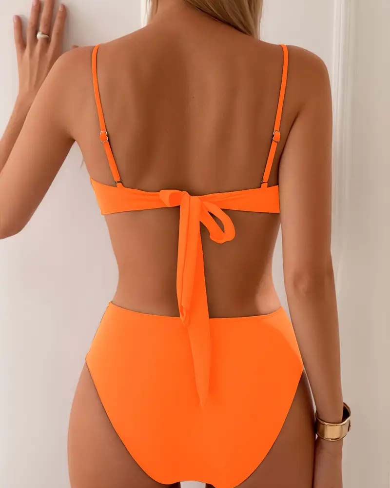 Luxury High Waist Bikini | Gold Detail Two Piece