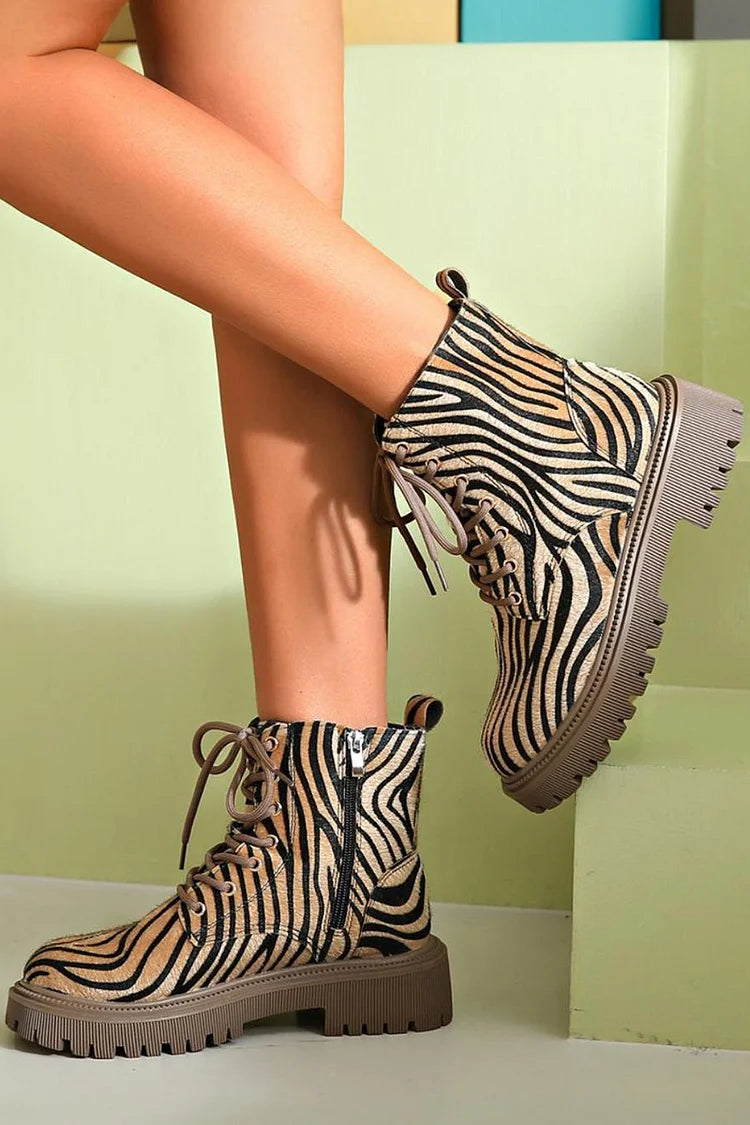 Zebra Print Lace-Up Shoes for a Bold Style