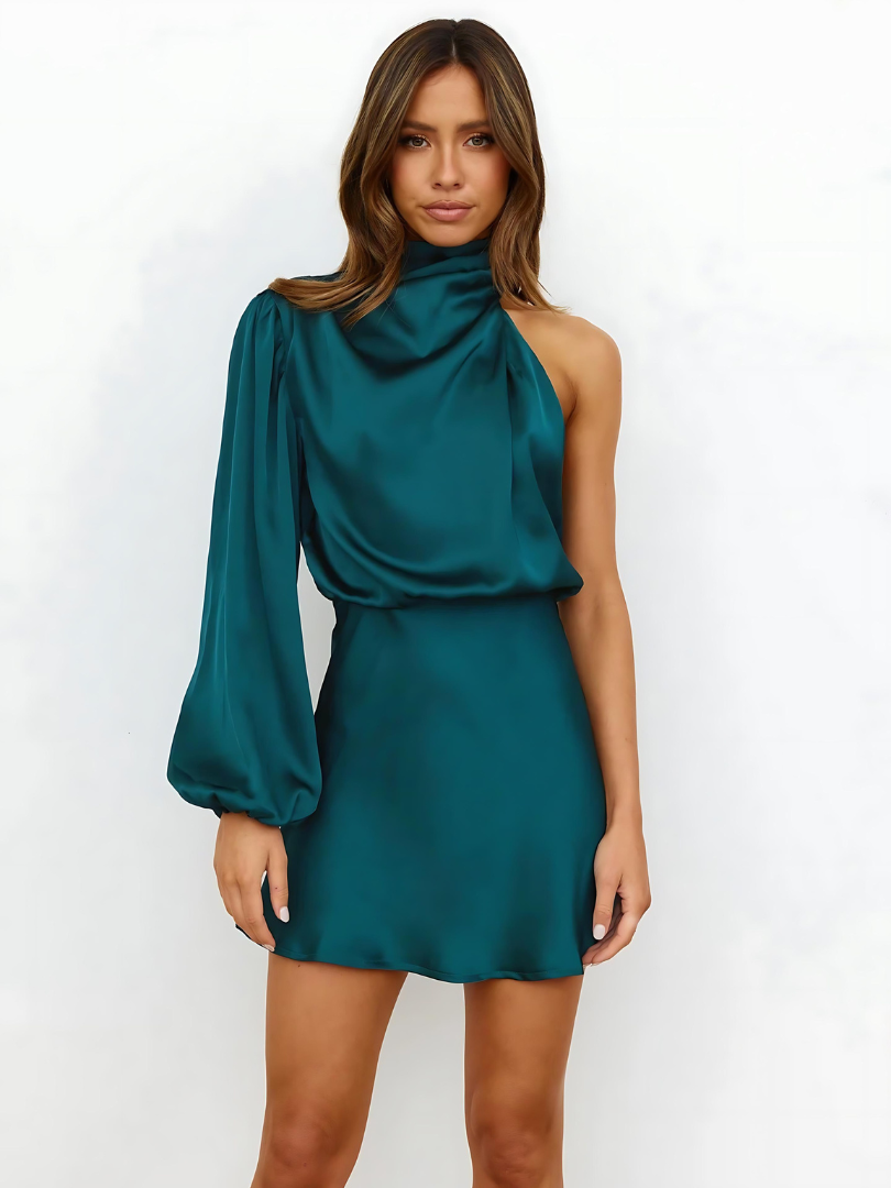 Eline Satin One-Shoulder Dress - Elegant Evening Wear