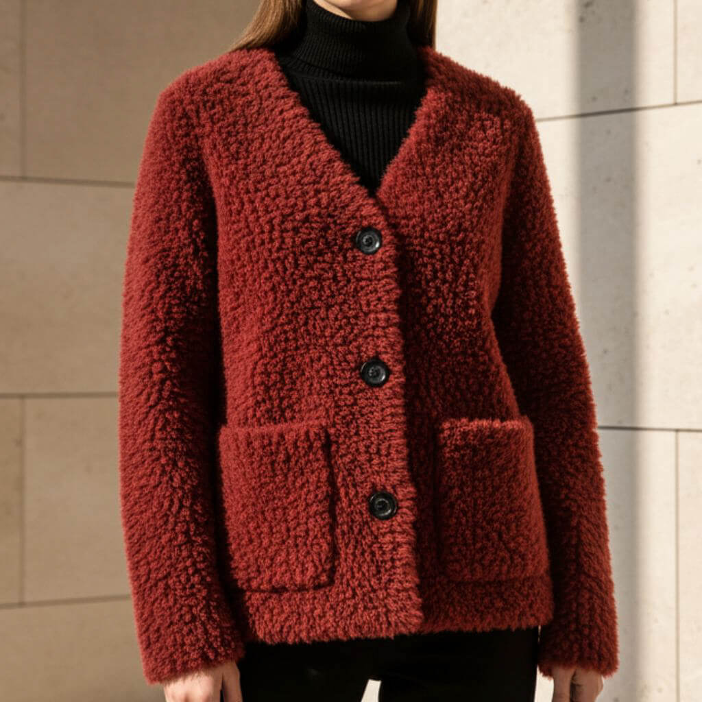 Elegant Miranda Couture Shearling Jacket, Cozy Warm and Stylish