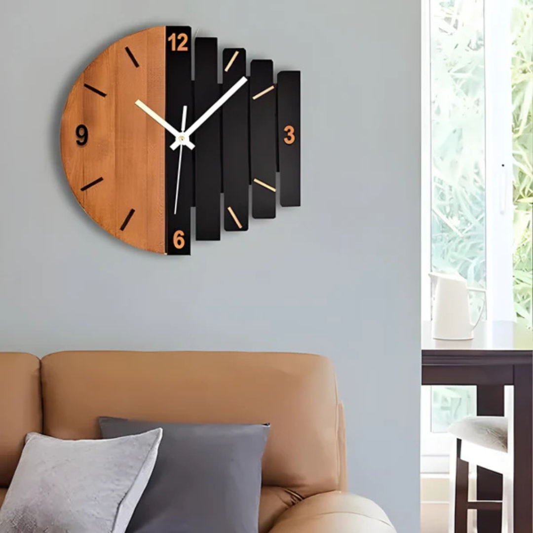 Vesper Luxe Large Wooden Wall Clock for a Stylish Living Room