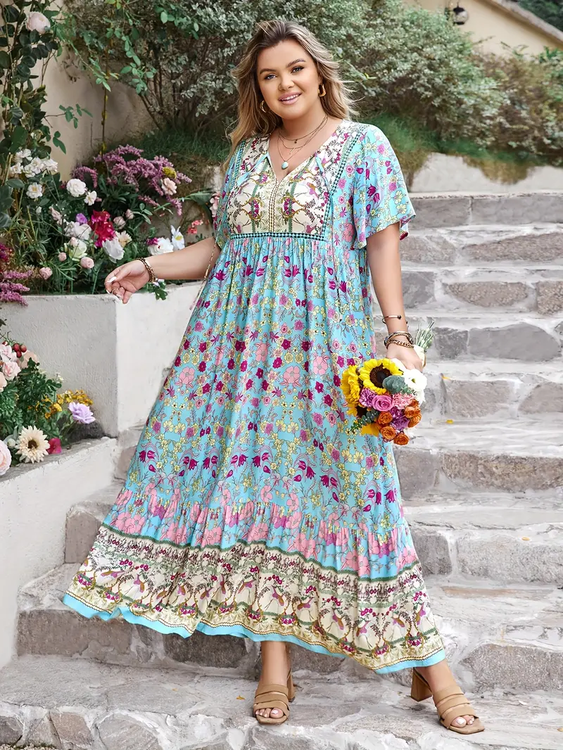 Boho Floral Maxi Dress for Plus Size – Flowy, Flattering & Comfortable