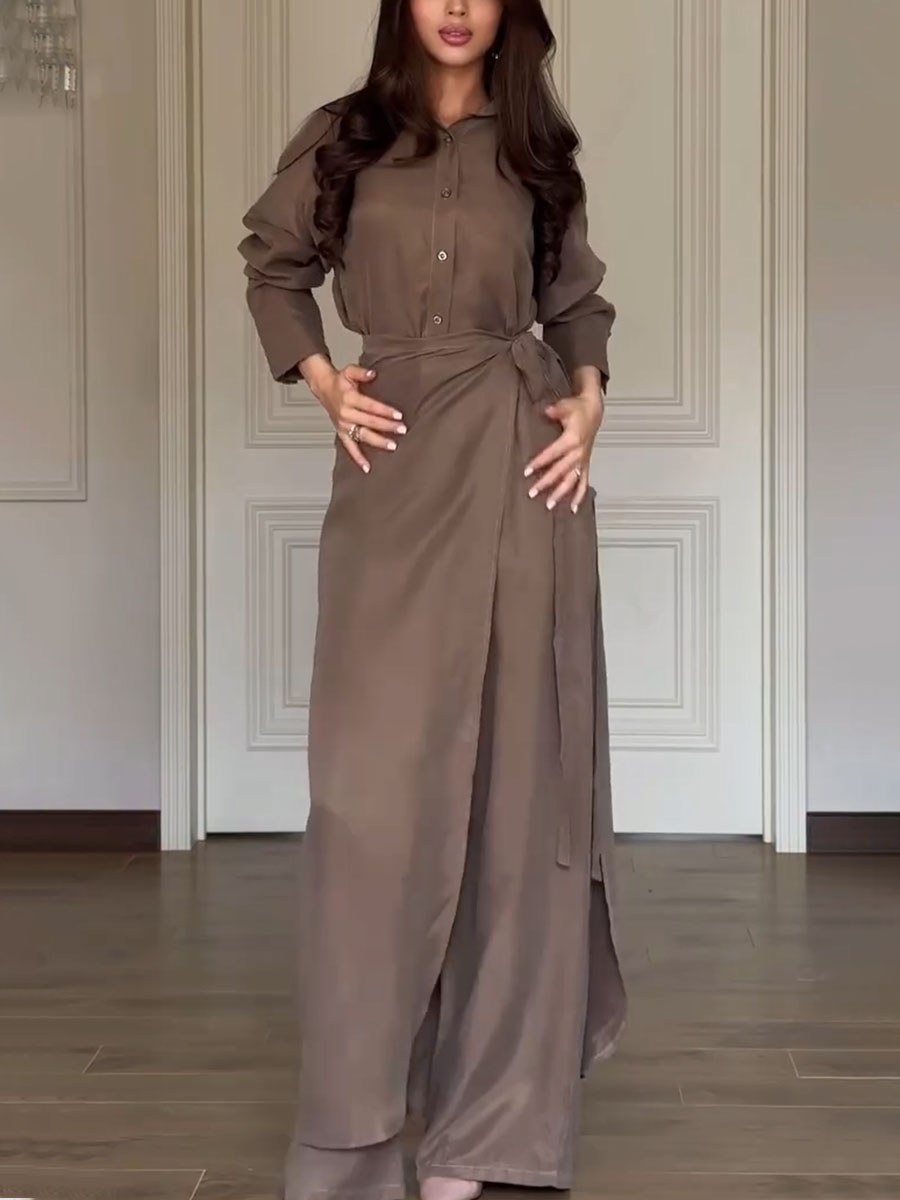 Elegant Shirt and Coordinated Skirt-Pant Ensemble for a Chic Look