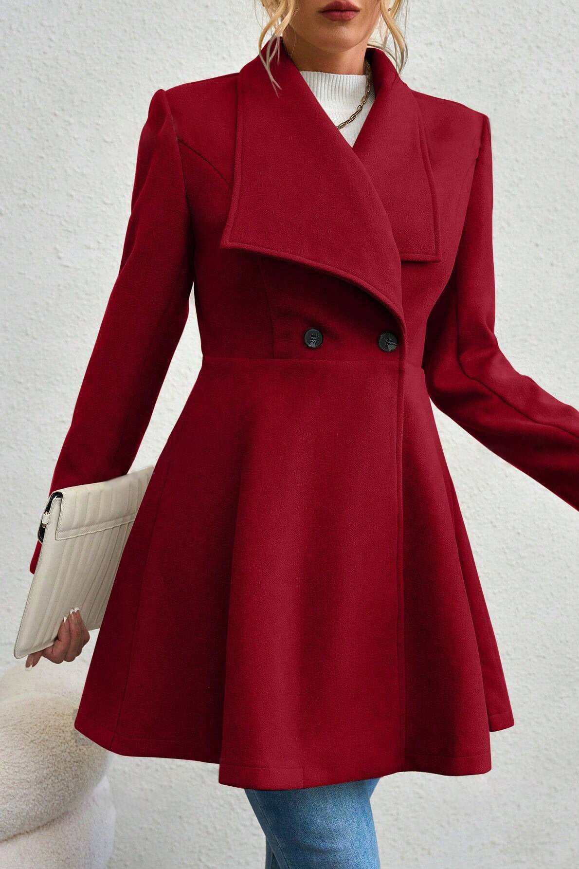 Elegant Wool Long Coat with Belt