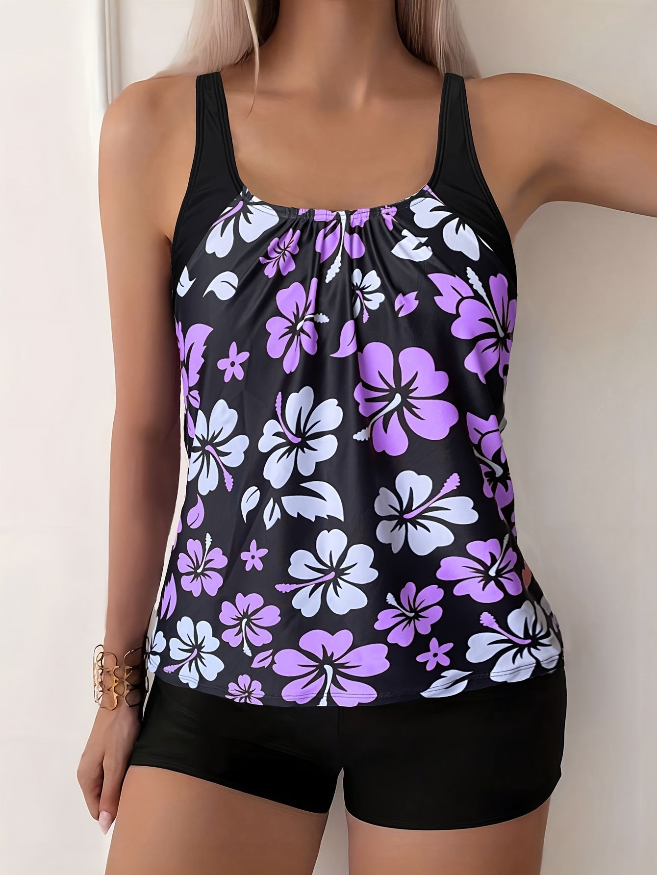 Elena Floral-Print Tankini Set - Stylish Two-Piece Swimwear for Summer