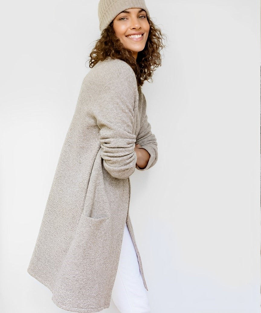 Women's Minimalist Open-Front Cardigan - Sleek, Everyday Layer