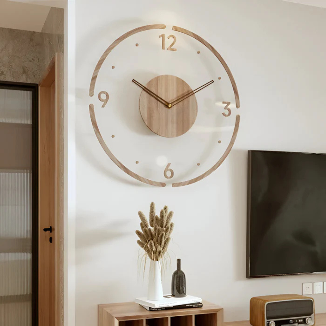 Nock - Stylish Modern 30 cm Wall Clock in Acrylic and Wood for an Elegant Living Room