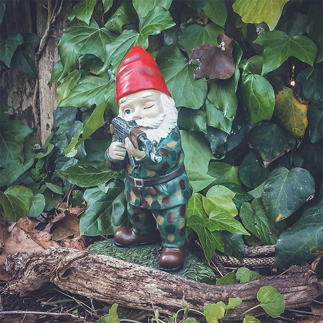 Drelix - Durable Military Garden Gnome for Play and Decoration