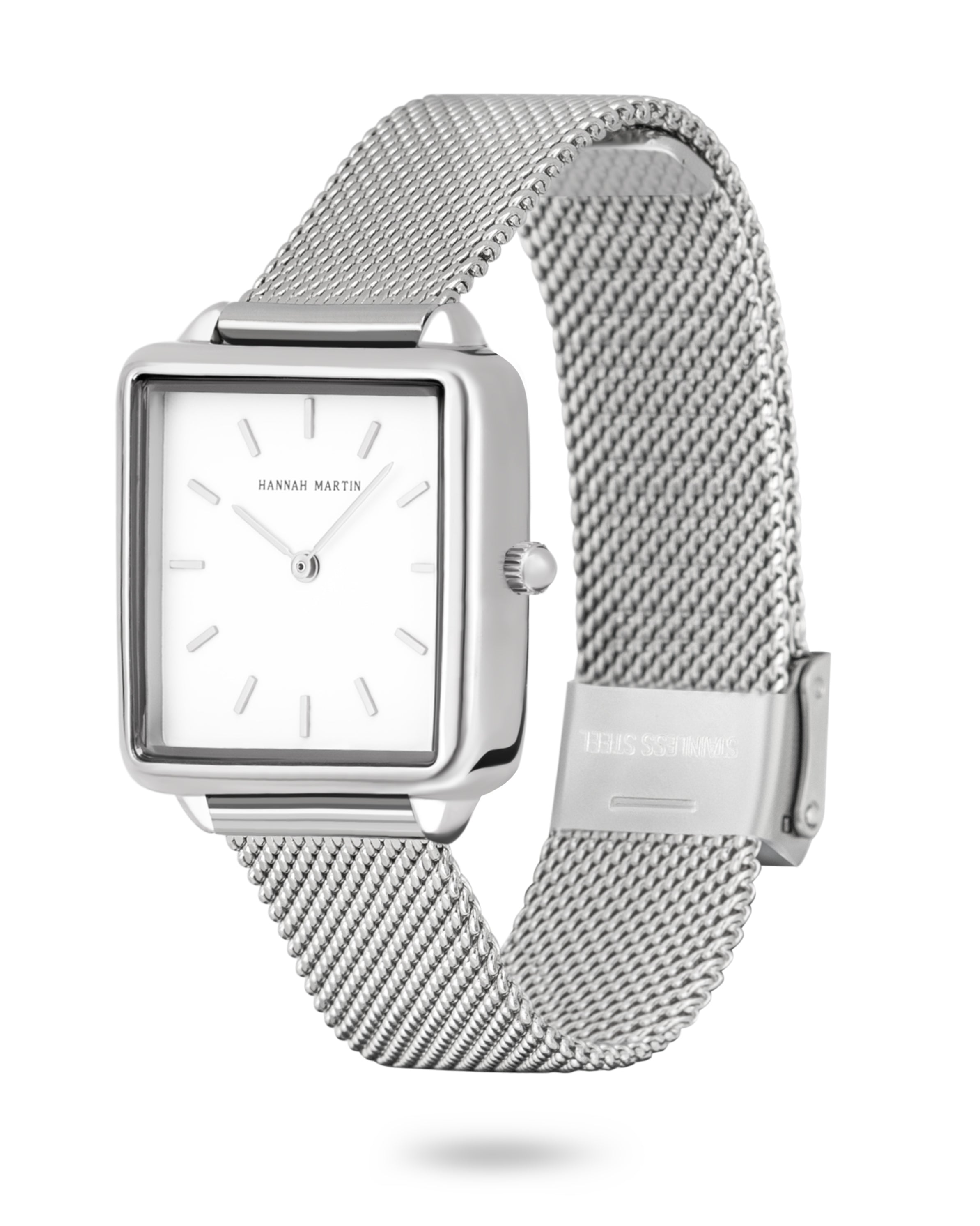 Elegant Zenith Square Silver Watch with Luxury Mesh Band