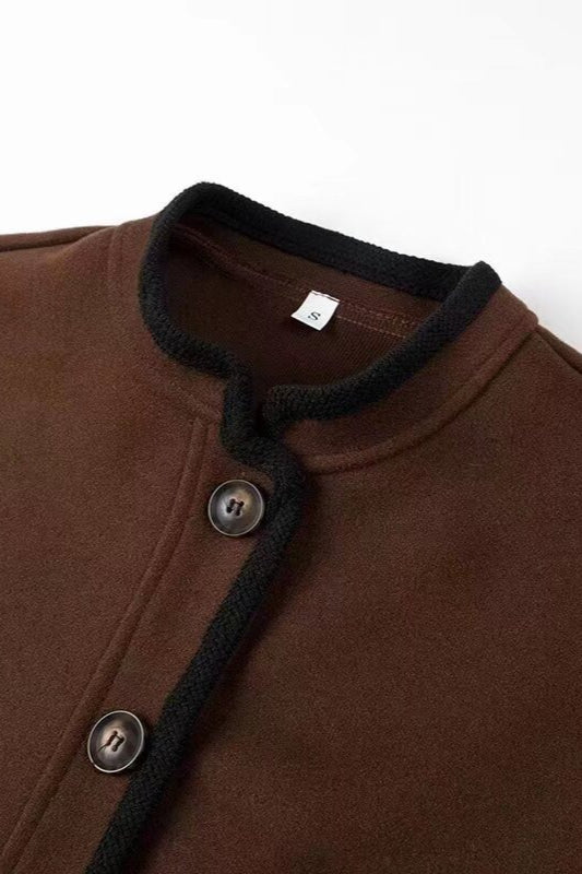 Casual Wool Blend Colorblock Coat for a Stylish and Cozy Look