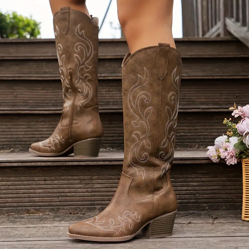 Chic Chunky-Heel Western Boots