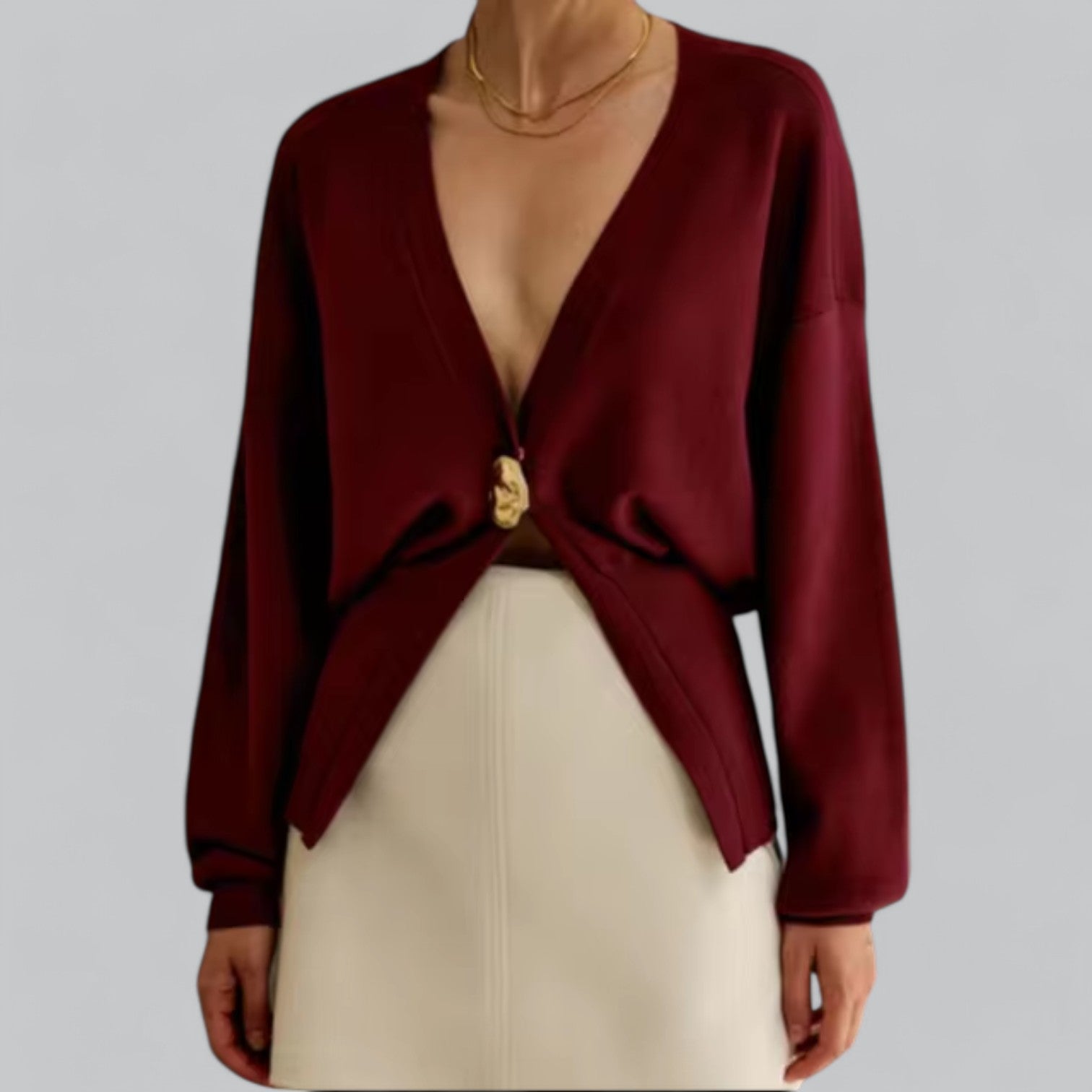 Women's V-Neck Button-Front Knitted Cardigan