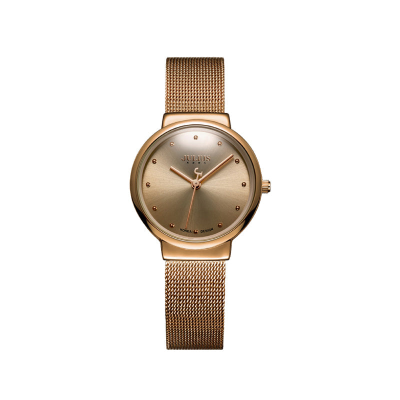 Ultra-thin quartz watch with elegant mesh bracelet