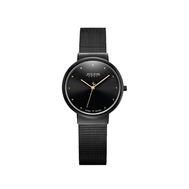 Ultra-thin quartz watch with elegant mesh bracelet