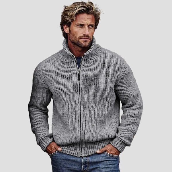 Liam | Timeless Vintage Solid-Color Turtleneck Cardigan for Classic Comfort