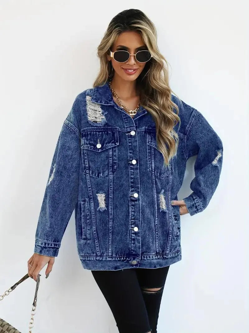 Stylish oversized denim jacket for women for a fashionable look