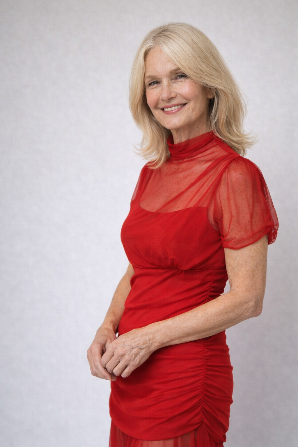 Red Pleated Mesh Bodycon Dress for an Elegantly Sexy Look