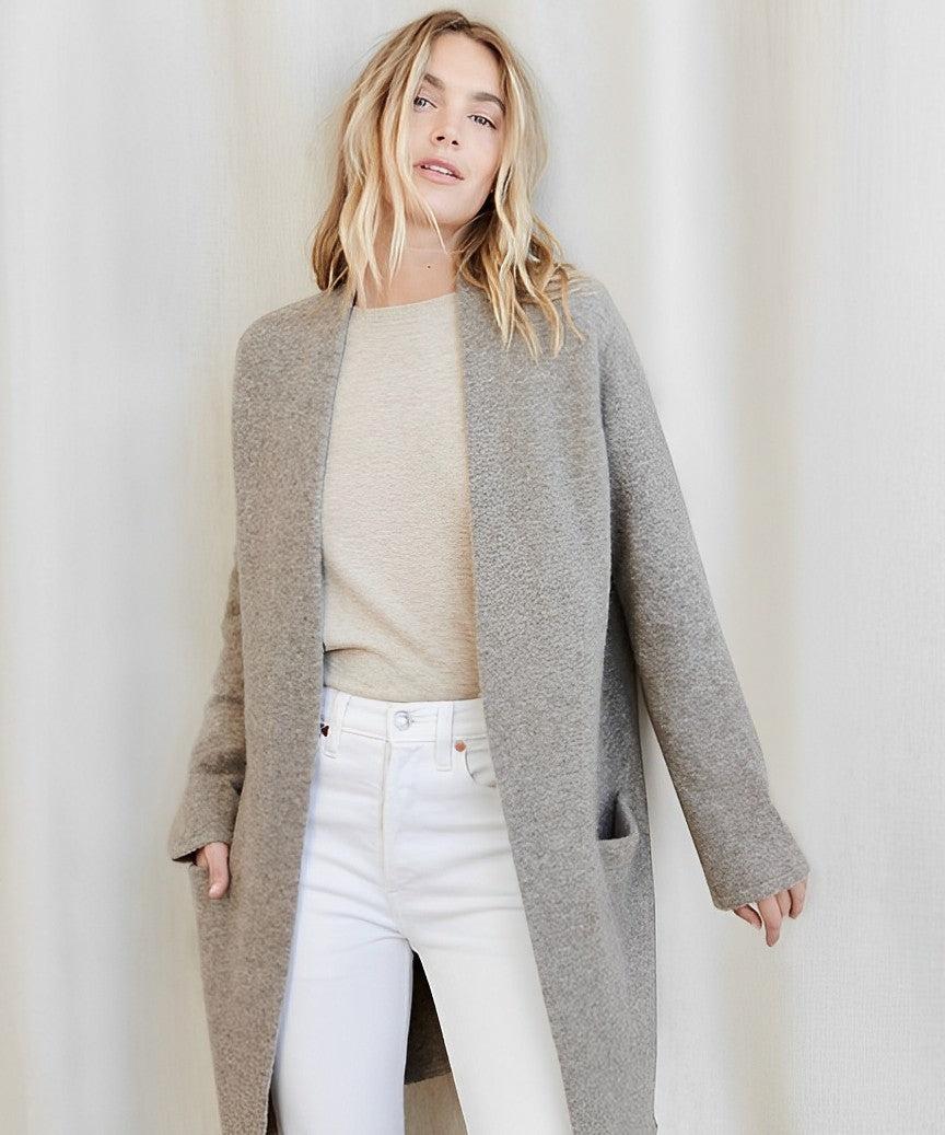 Women's Minimalist Open-Front Cardigan - Sleek, Everyday Layer