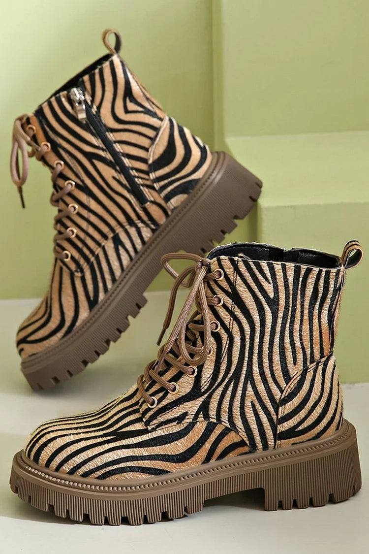Zebra Print Lace-Up Shoes for a Bold Style