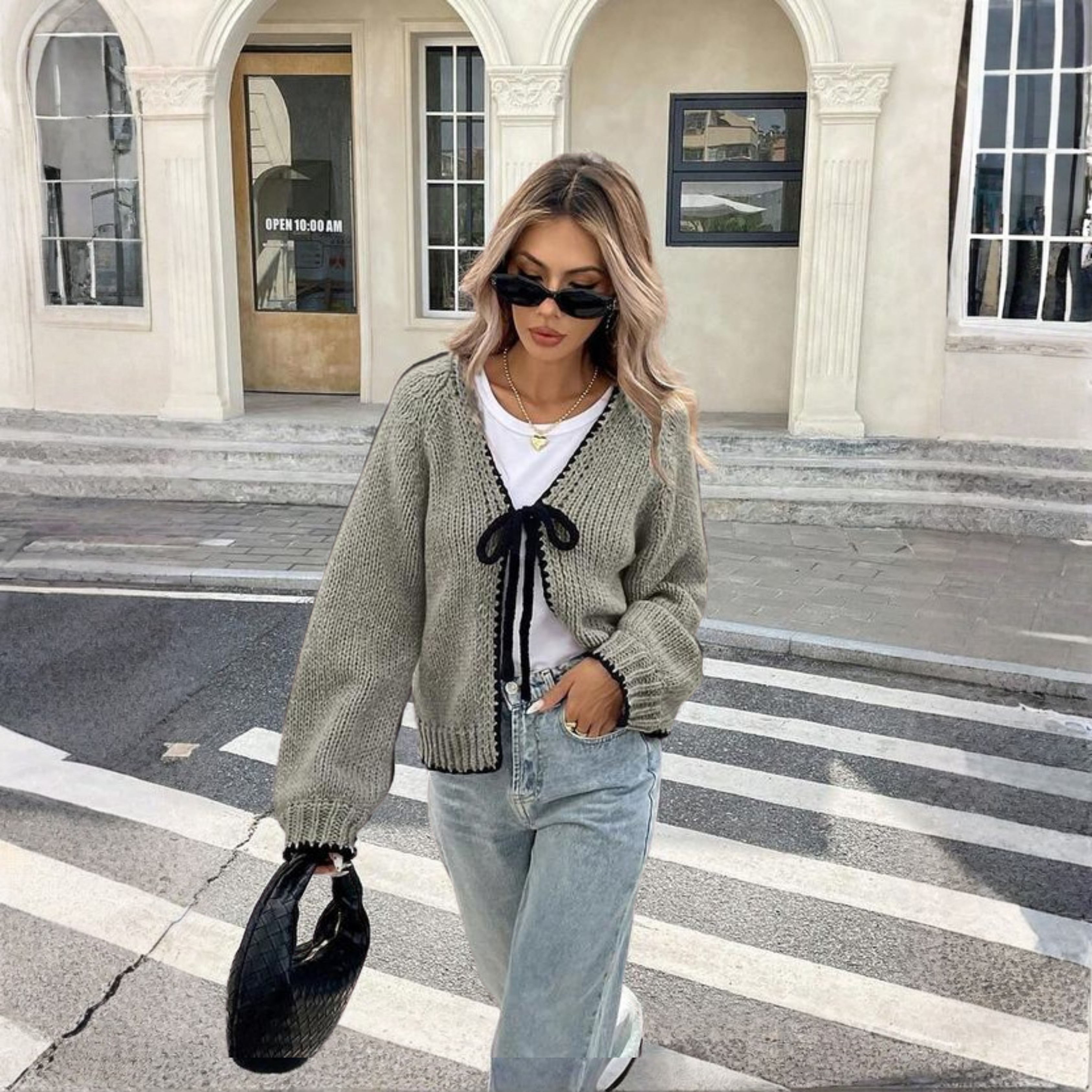 Cozy Front-Tie Long-Sleeve Cardigan