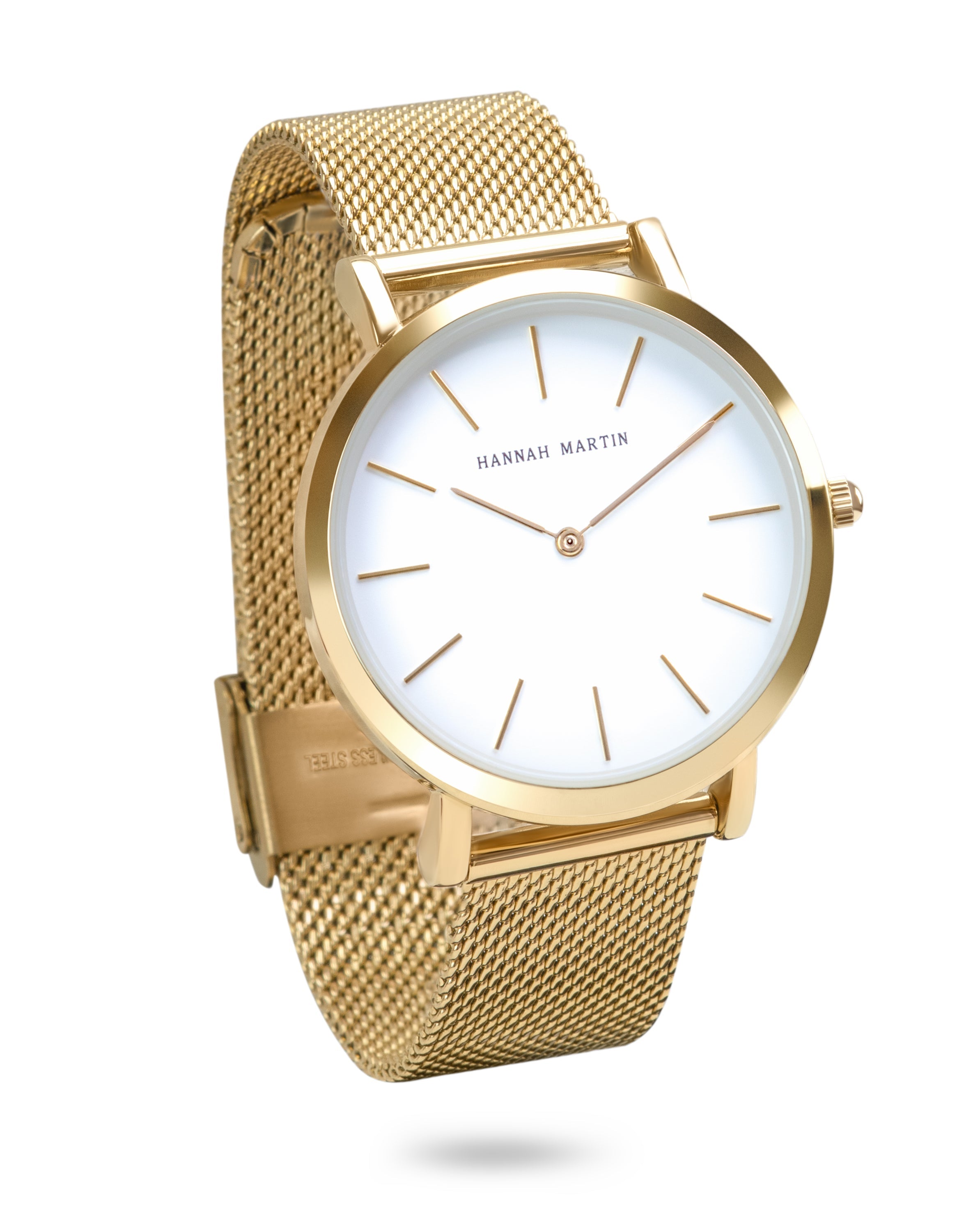 Solis - Elegant Round Gold Watch with Luxury Mesh Band