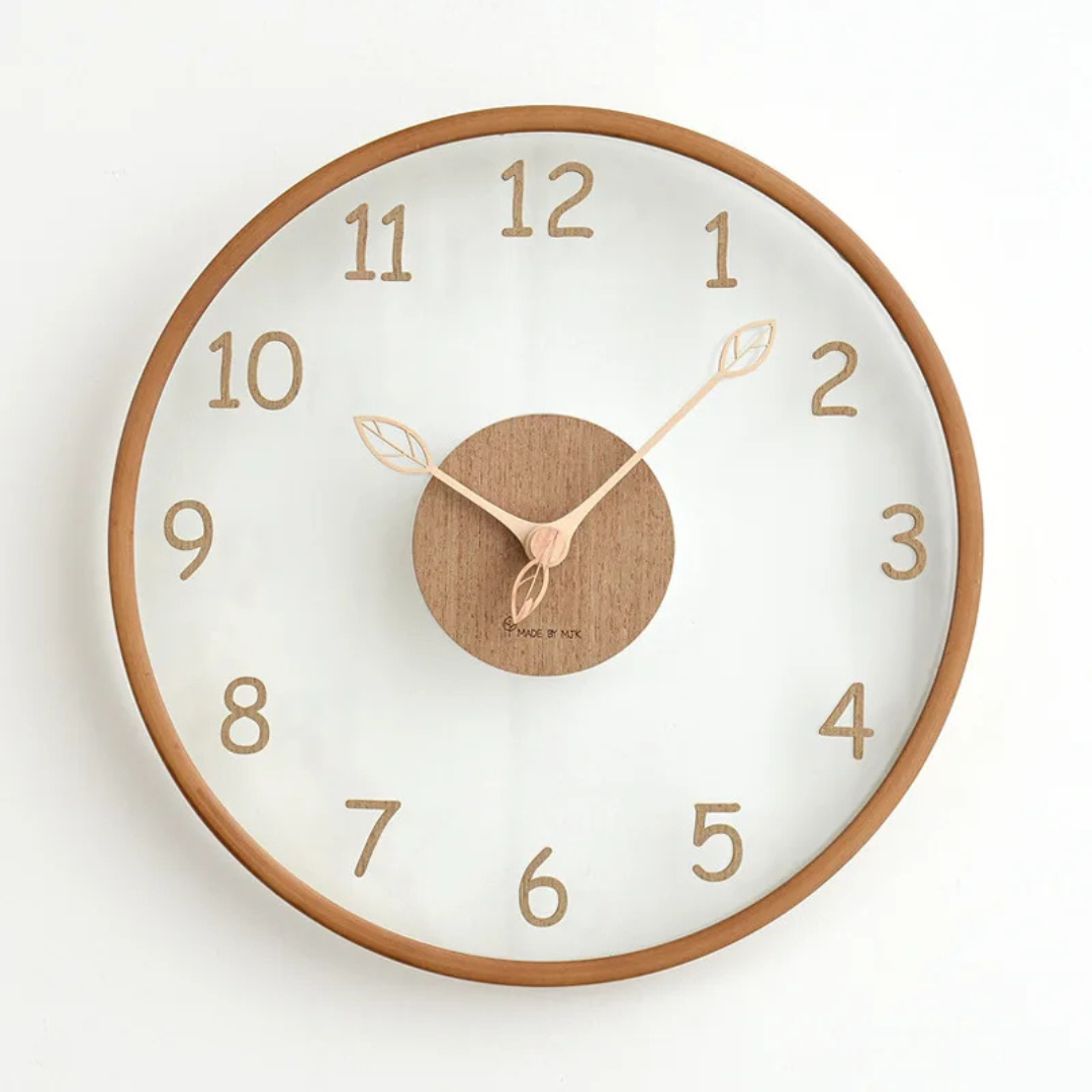 Metron - Elegant Wooden Wall Clock with Chic Glass Finish
