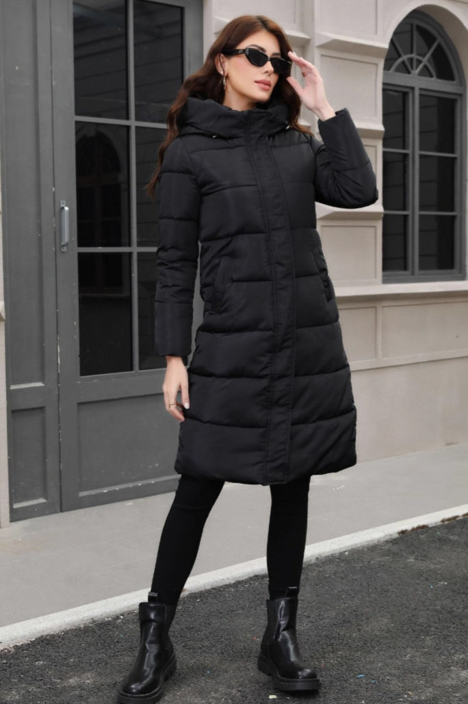 Long Boufre Coat with Hood in Seductive Style and Wide Sizes