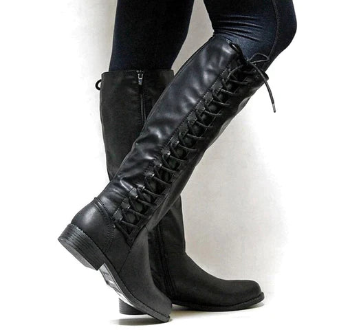 Women's Knee-High Lace-Up Boots - Chic, Comfortable & Versatile