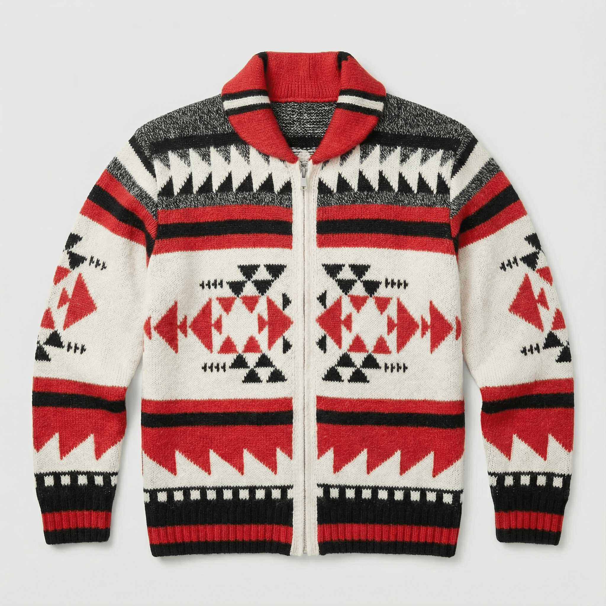 Dominic Geometric Zip-Front Knit Cardigan – Modern & Cozy