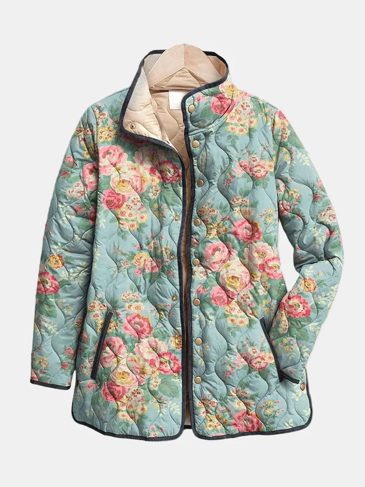 Elara Quilted Floral Print Jacket - Timeless Style, Cozy Comfort