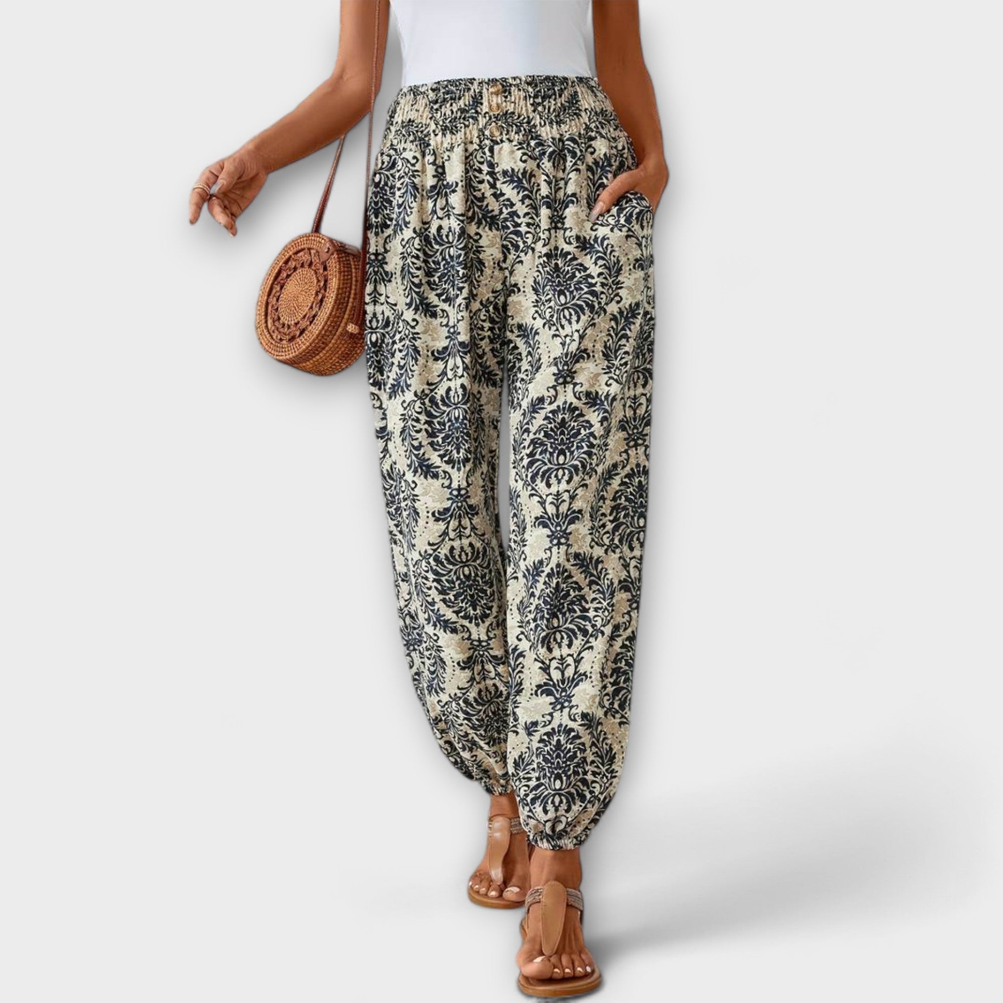 Ethnic Graphic Print Pants — Bold Patterned Trousers with Comfortable Fit