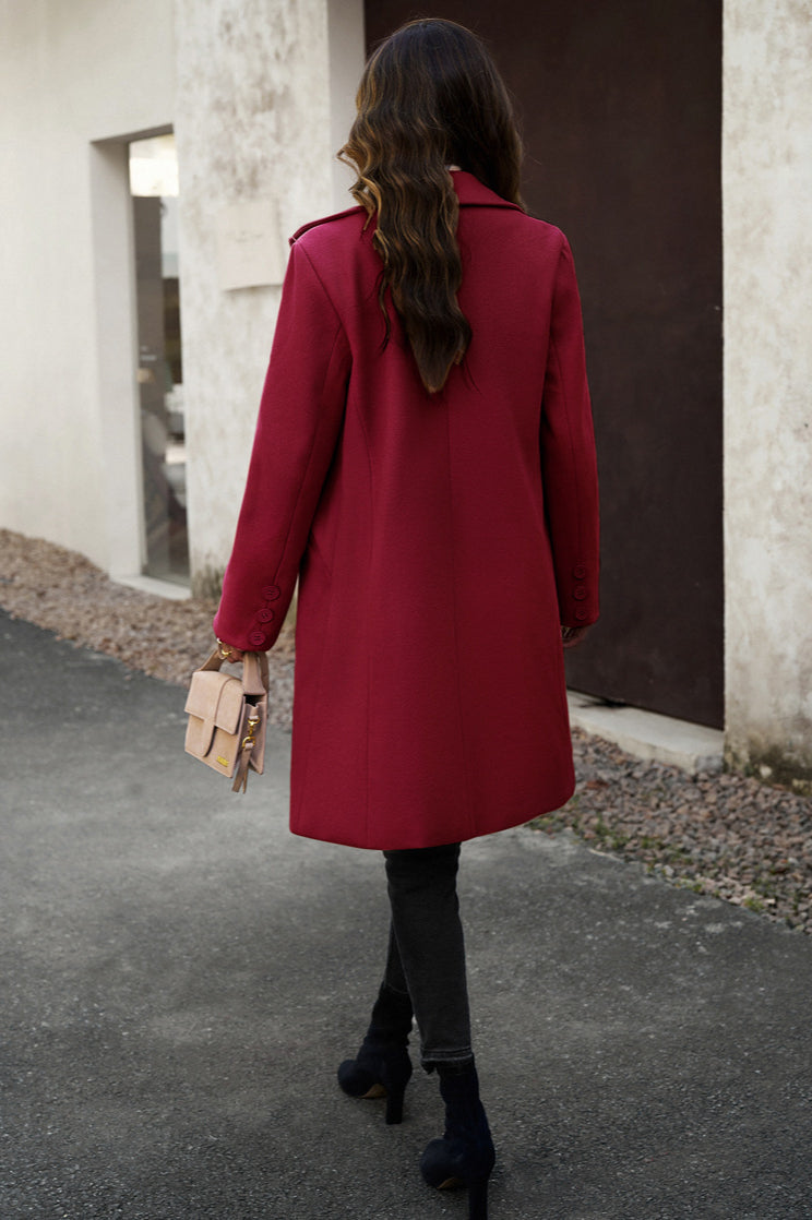 Oversized Solid Color Wool Blend Coat