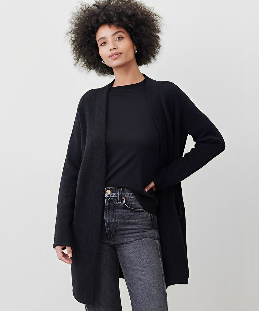 Women's Minimalist Open-Front Cardigan - Sleek, Everyday Layer
