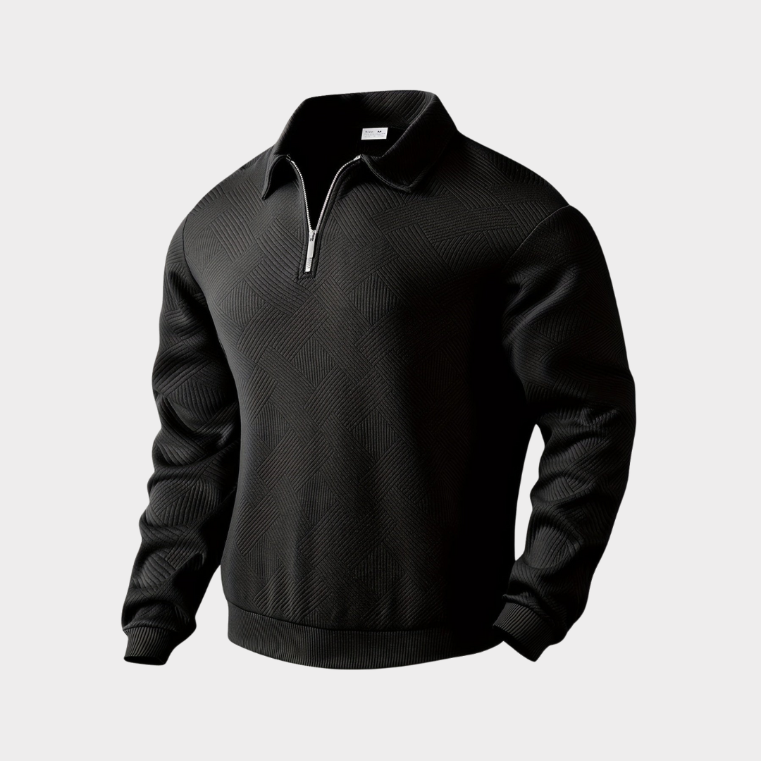 Bruno - Elegant Long-Sleeve Pullover with Practical Zipper Collar