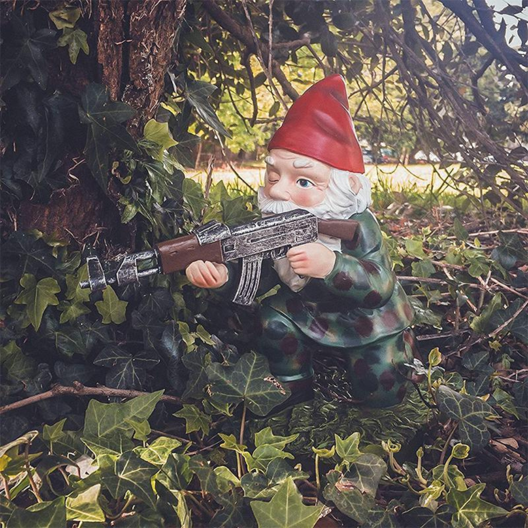 Drelix - Durable Military Garden Gnome for Play and Decoration