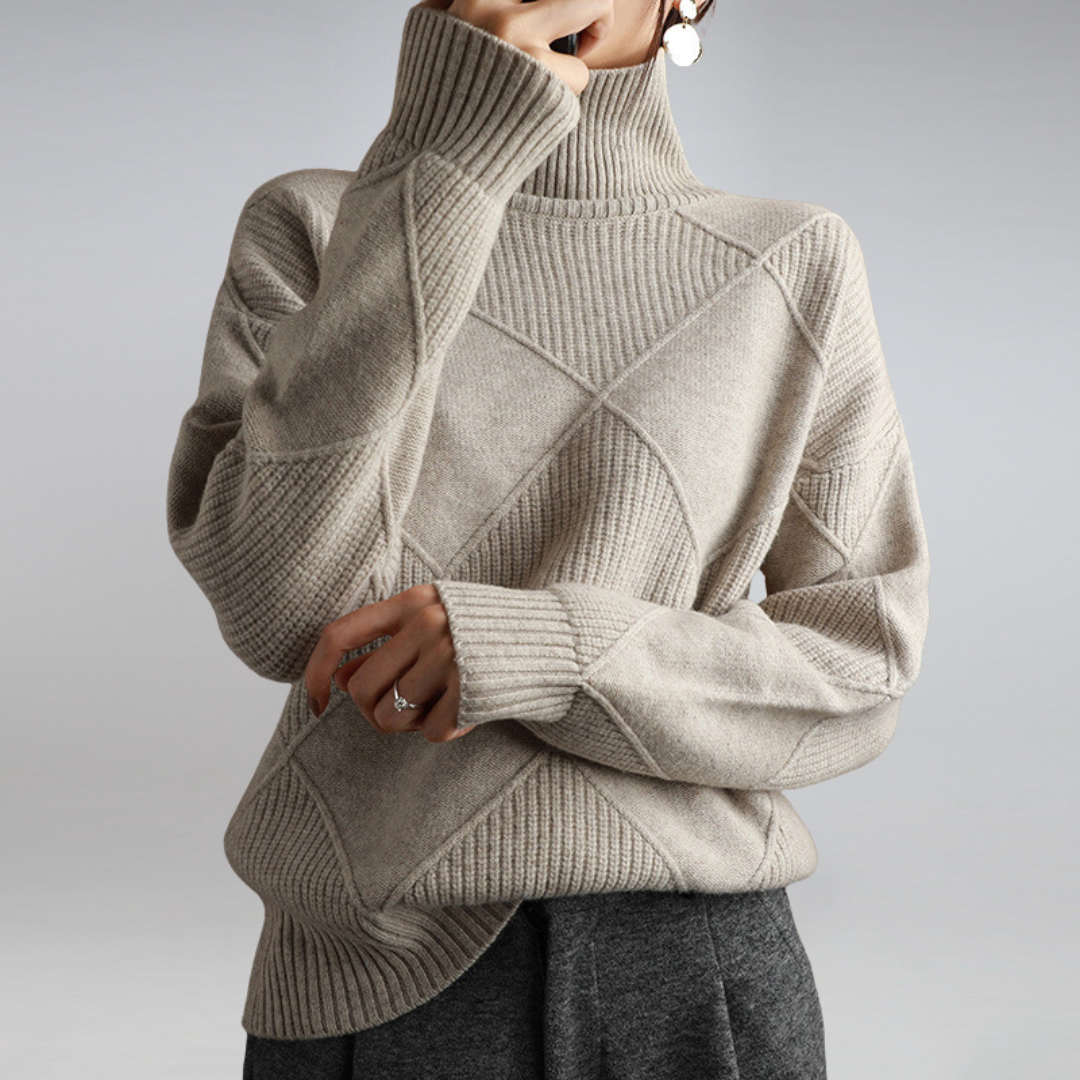 Adelia - Elegant Chic Rolled Collar Sweater