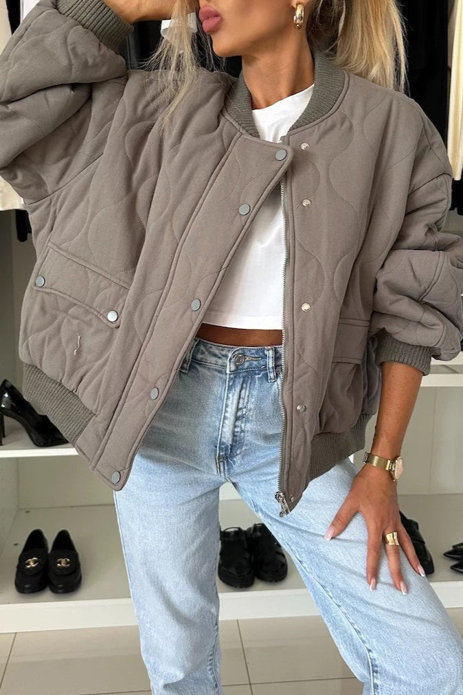 Casual Solid Color Button-Front Padded Coat for Cozy Comfort