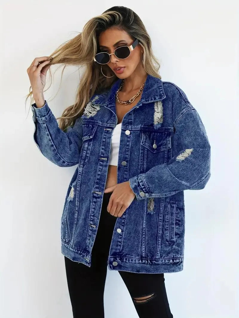 Stylish oversized denim jacket for women for a fashionable look