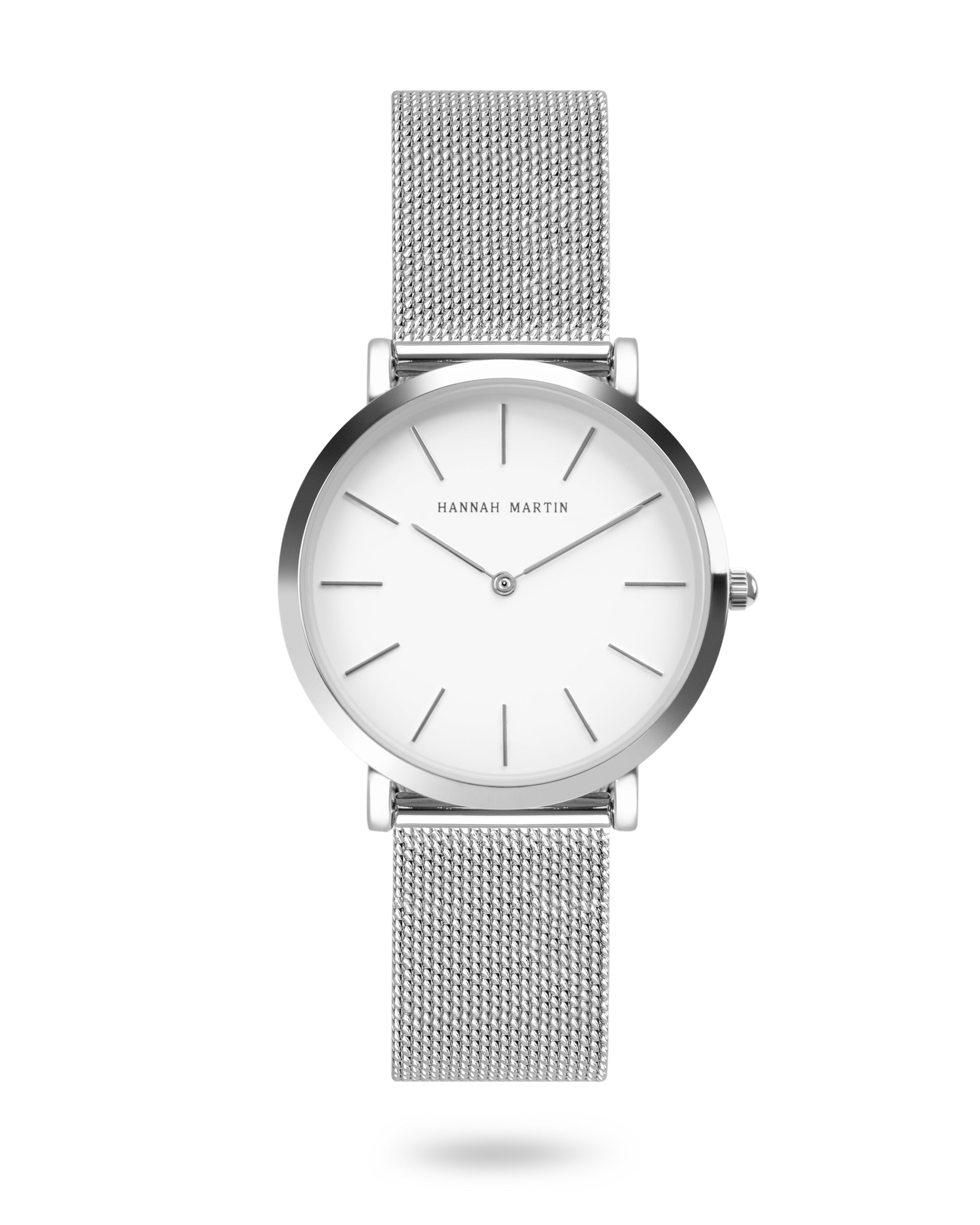 Celestial - Elegant Silver Round Watch with Luxury Mesh Band